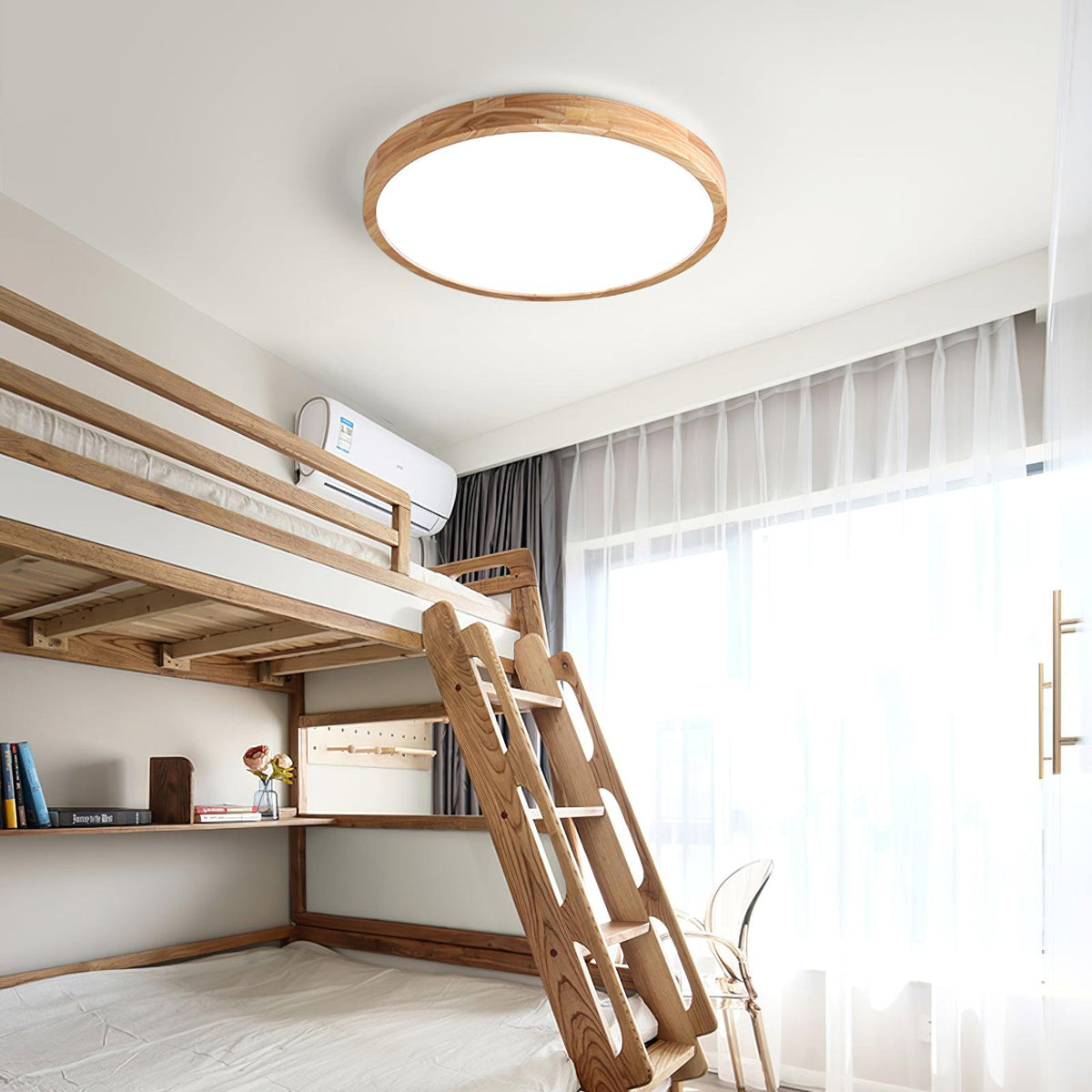 Round Wood Ring LED Flush Ceiling Light