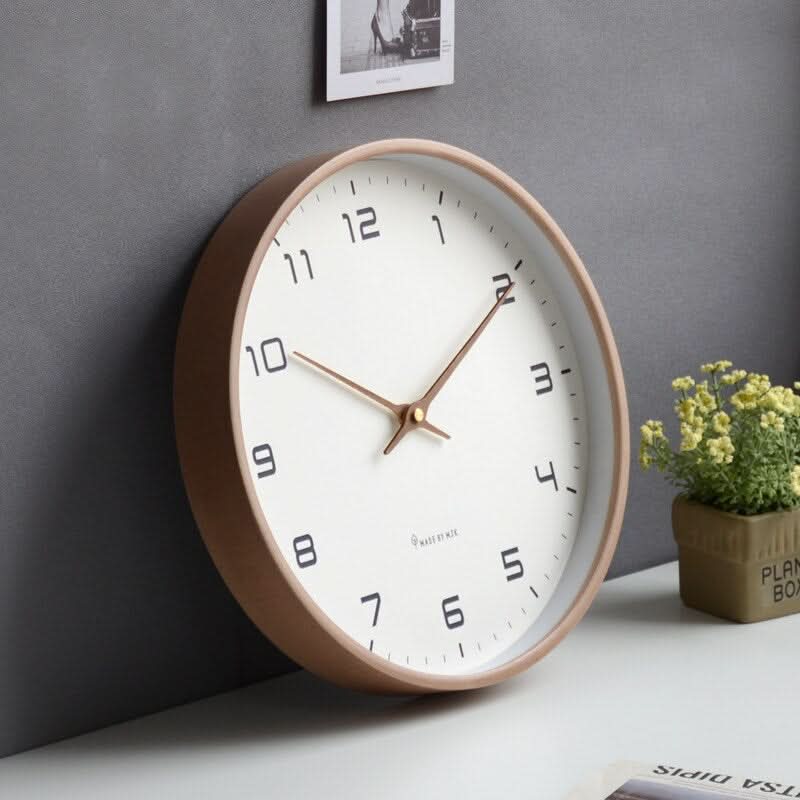 Round Wooden Wall Clock with Silent Movement
