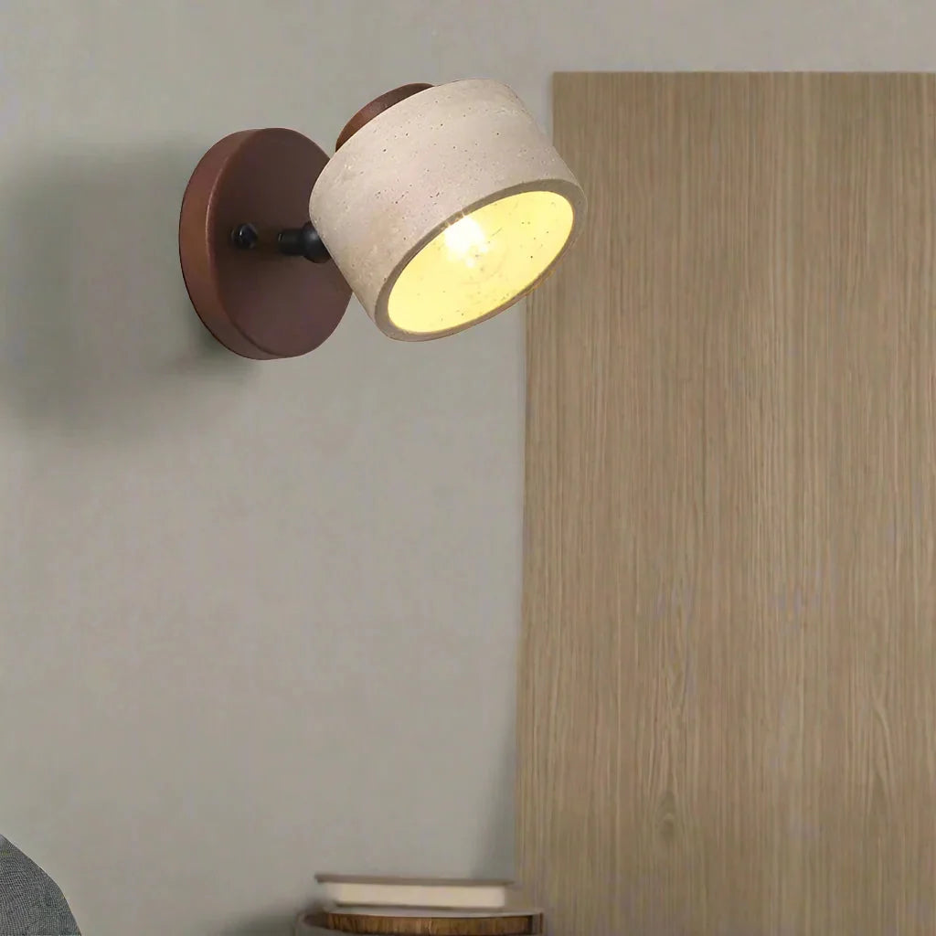 Travertine Wood Wall Sconce with Pivot Shade