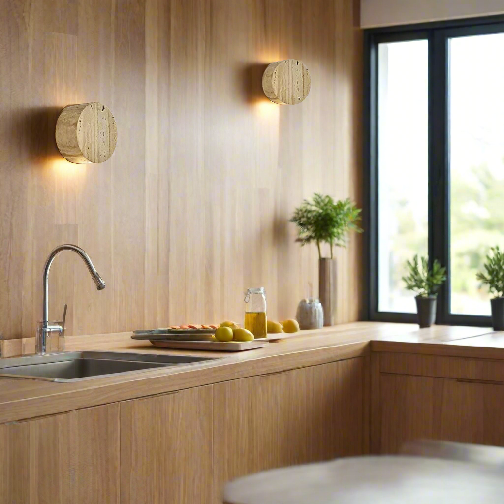 Wabi Sabi Travertine Sconce with Up Down Glow