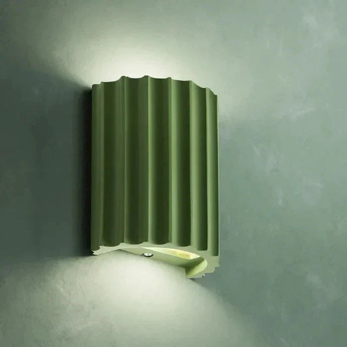Nordic Resin Wall Sconce with Ribbed Shade