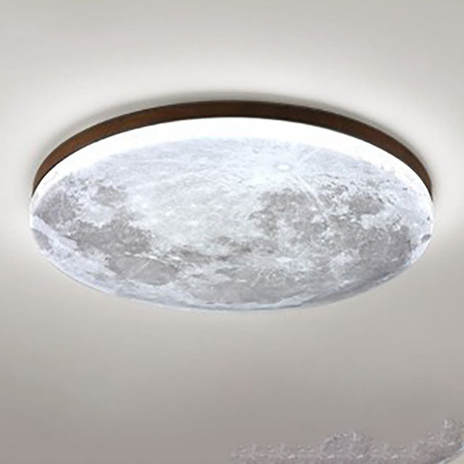 Nordic Wood LED Ceiling Light with Moon Glow