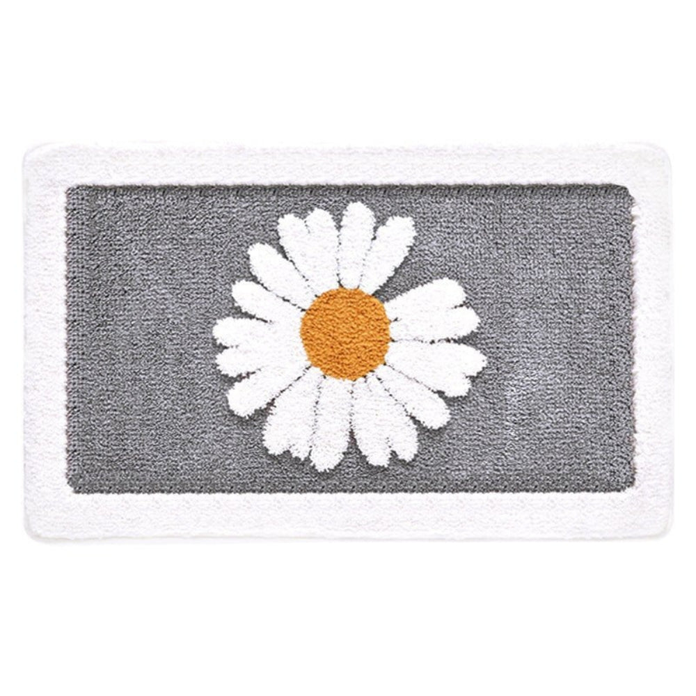 Sage Daisy Floral Bath Mat with Plush Pile