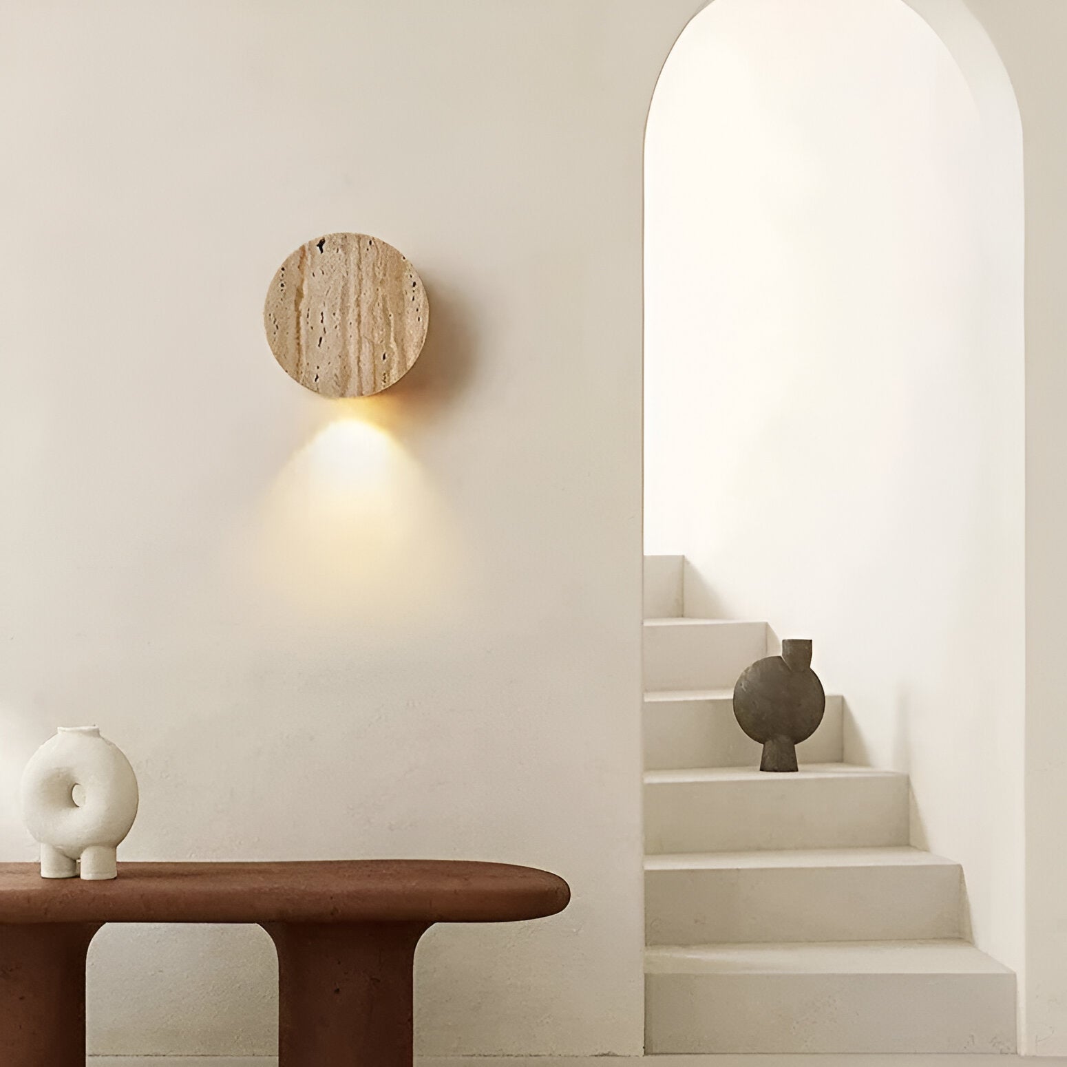 Wabi Sabi Travertine Sconce with Up Down Glow