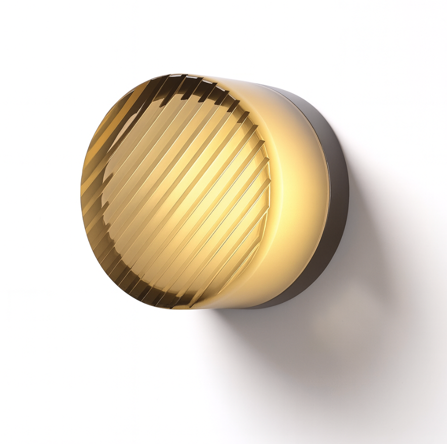Modern Glass Wall Sconce with Rippled Shade