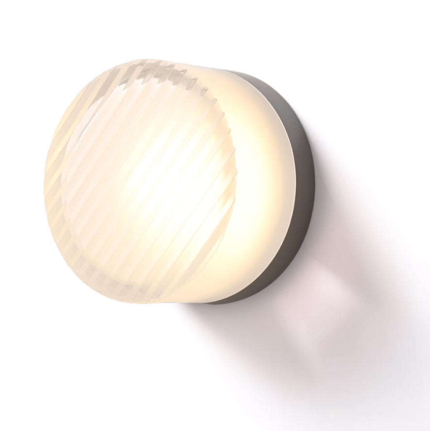 Modern Glass Wall Sconce with Rippled Shade