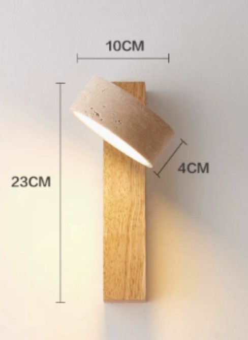 Travertine Wood Wall Sconce with Tilt Shade