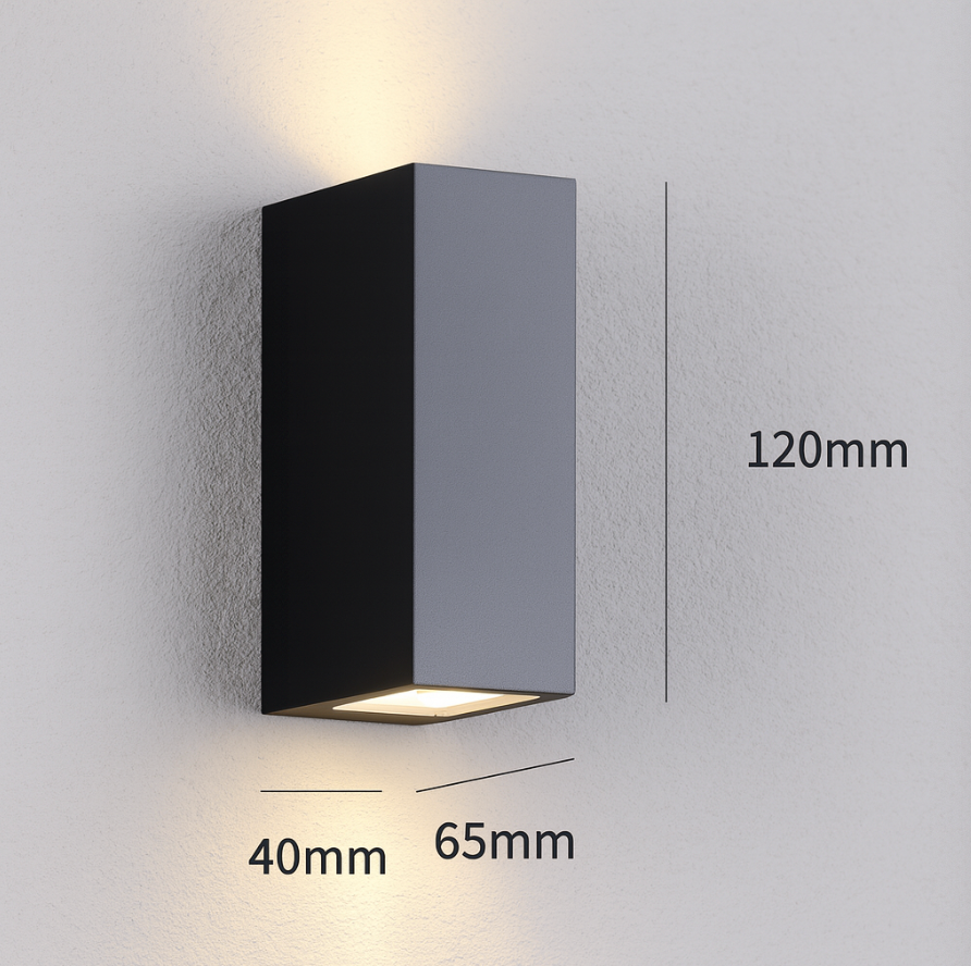 Black Aluminum Wall Sconce with Dual LED Glow