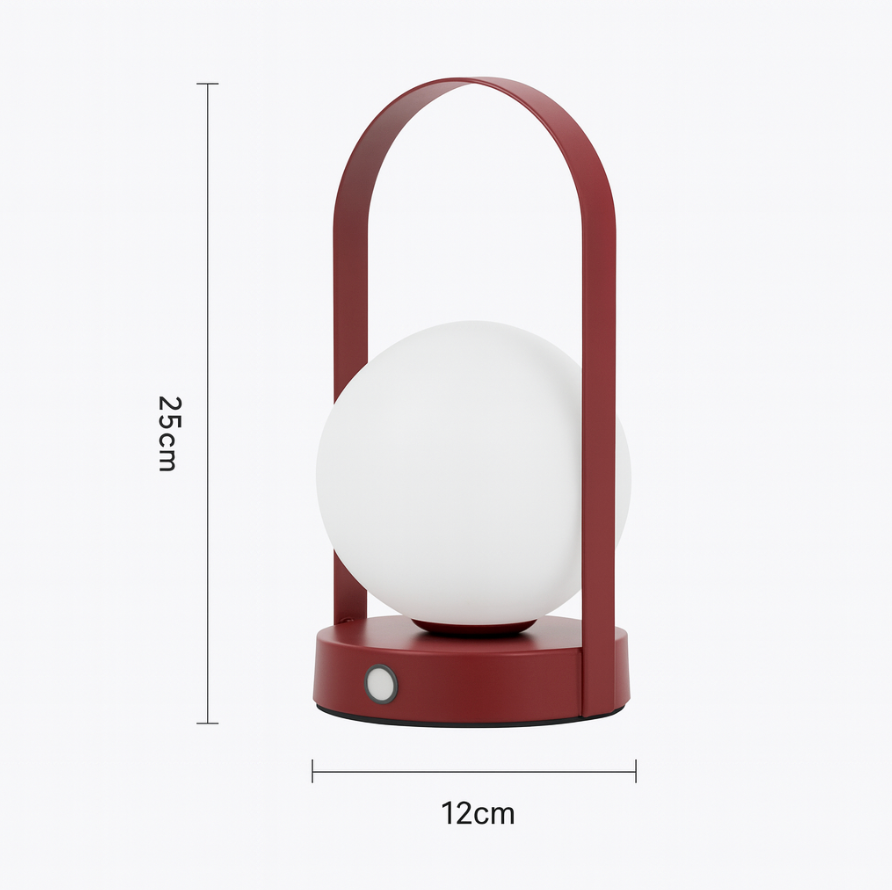 Metal Globe Table Lamp with Rechargeable LED