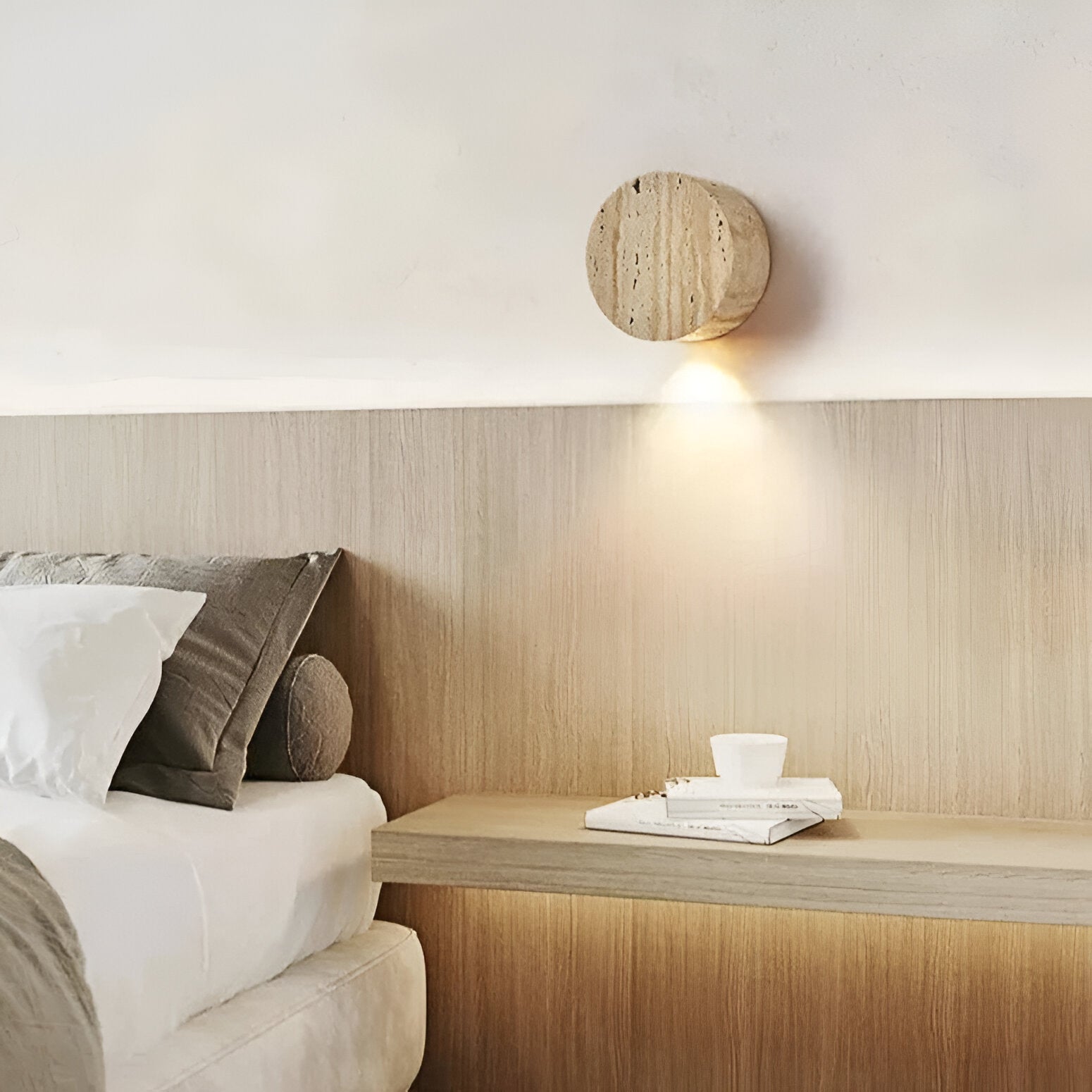 Wabi Sabi Travertine Sconce with Up Down Glow