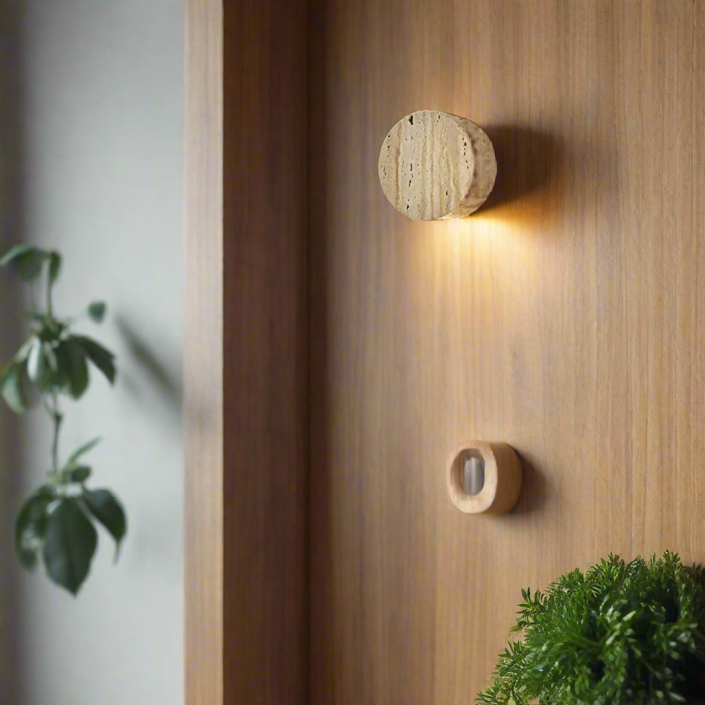 Wabi Sabi Travertine Sconce with Up Down Glow