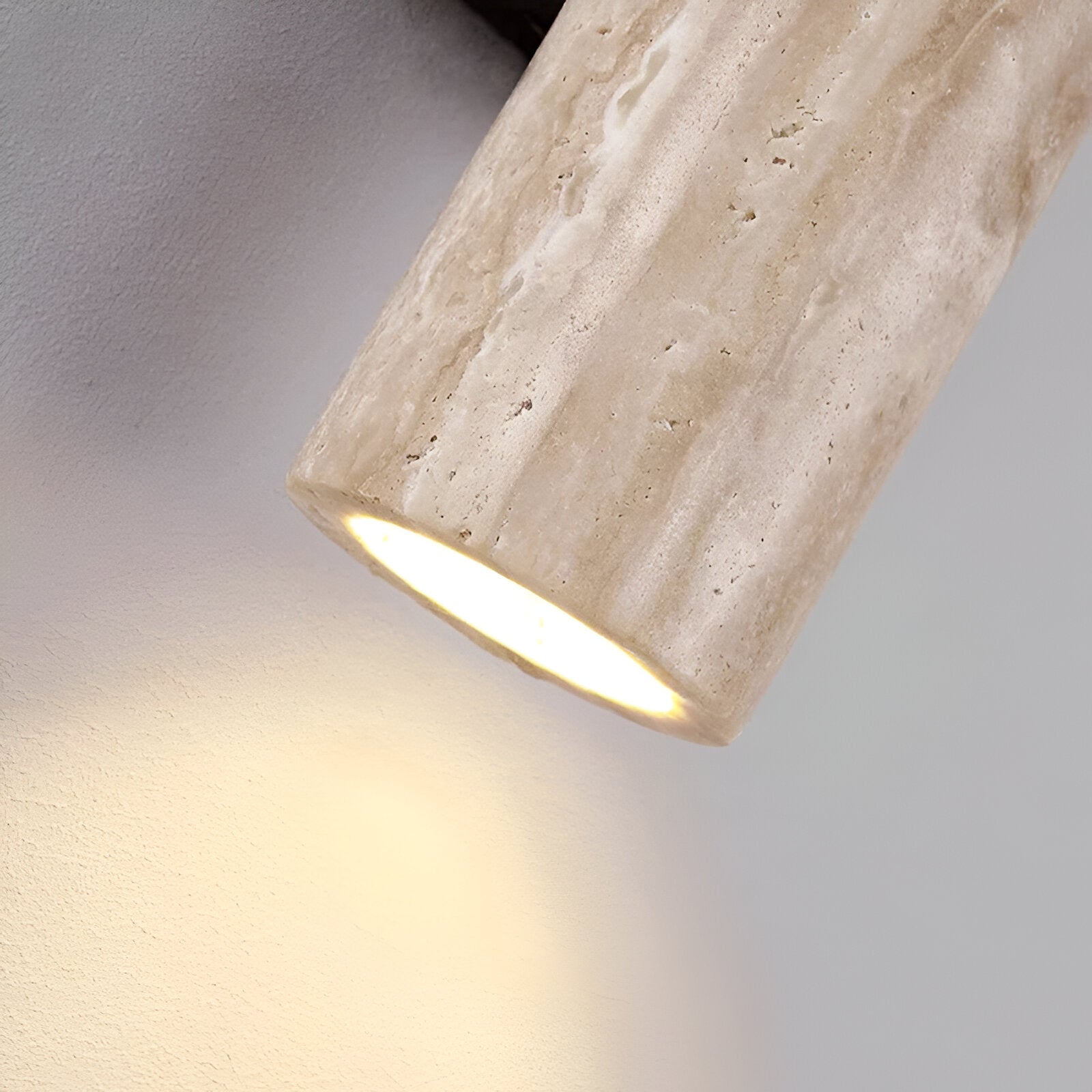 Travertine Wall Sconce with Solid Wood Base
