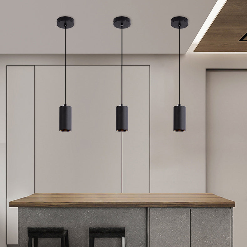 Slim Column Pendant Light with Gold Trim