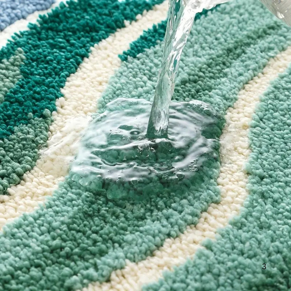 Soft Coastal Bath Mat with Ocean Wave Pattern