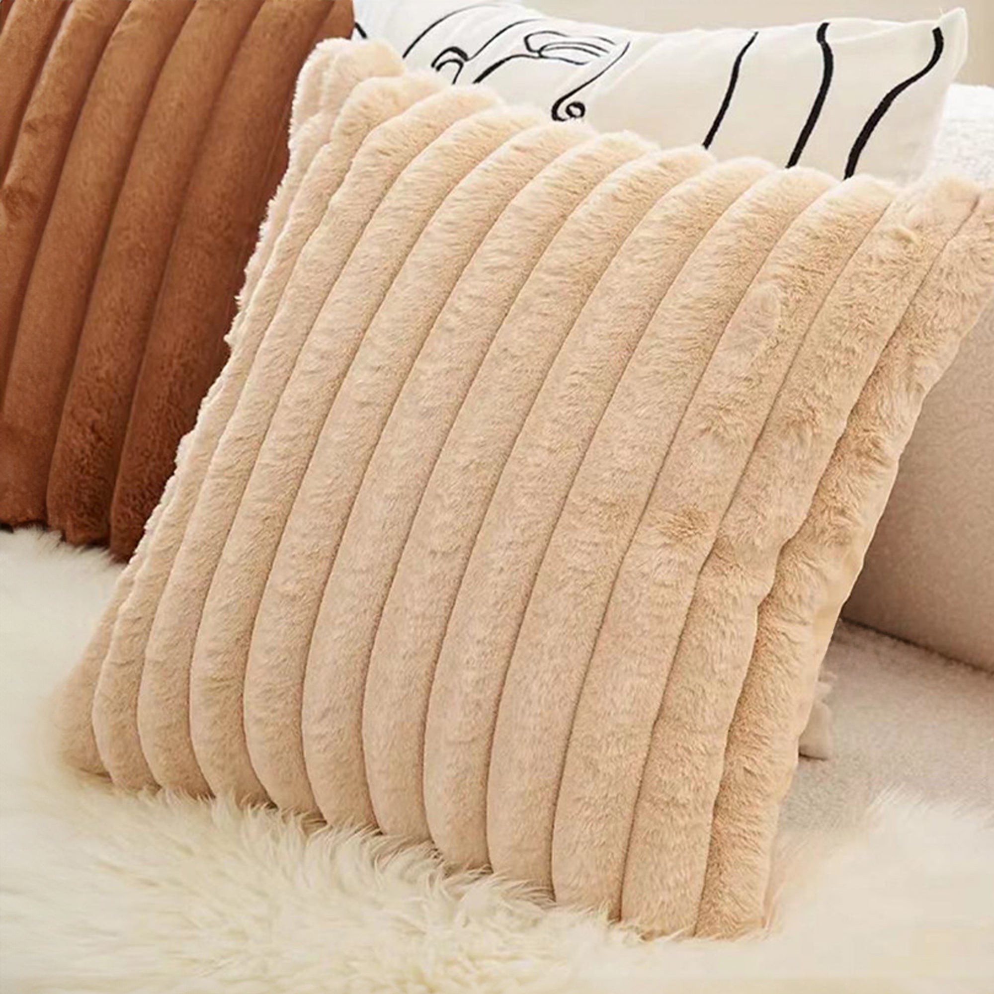 Soft Faux Fur Pillow Cover with Hidden Zipper