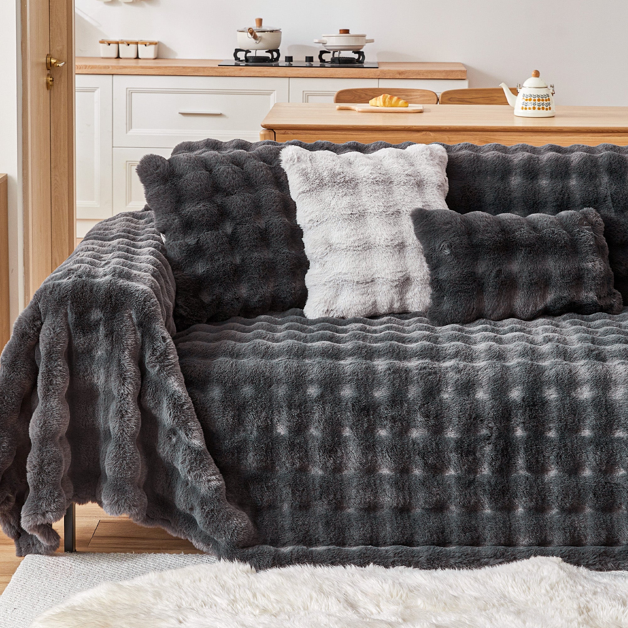Soft Faux Fur Pillow Cover with Hidden Zipper