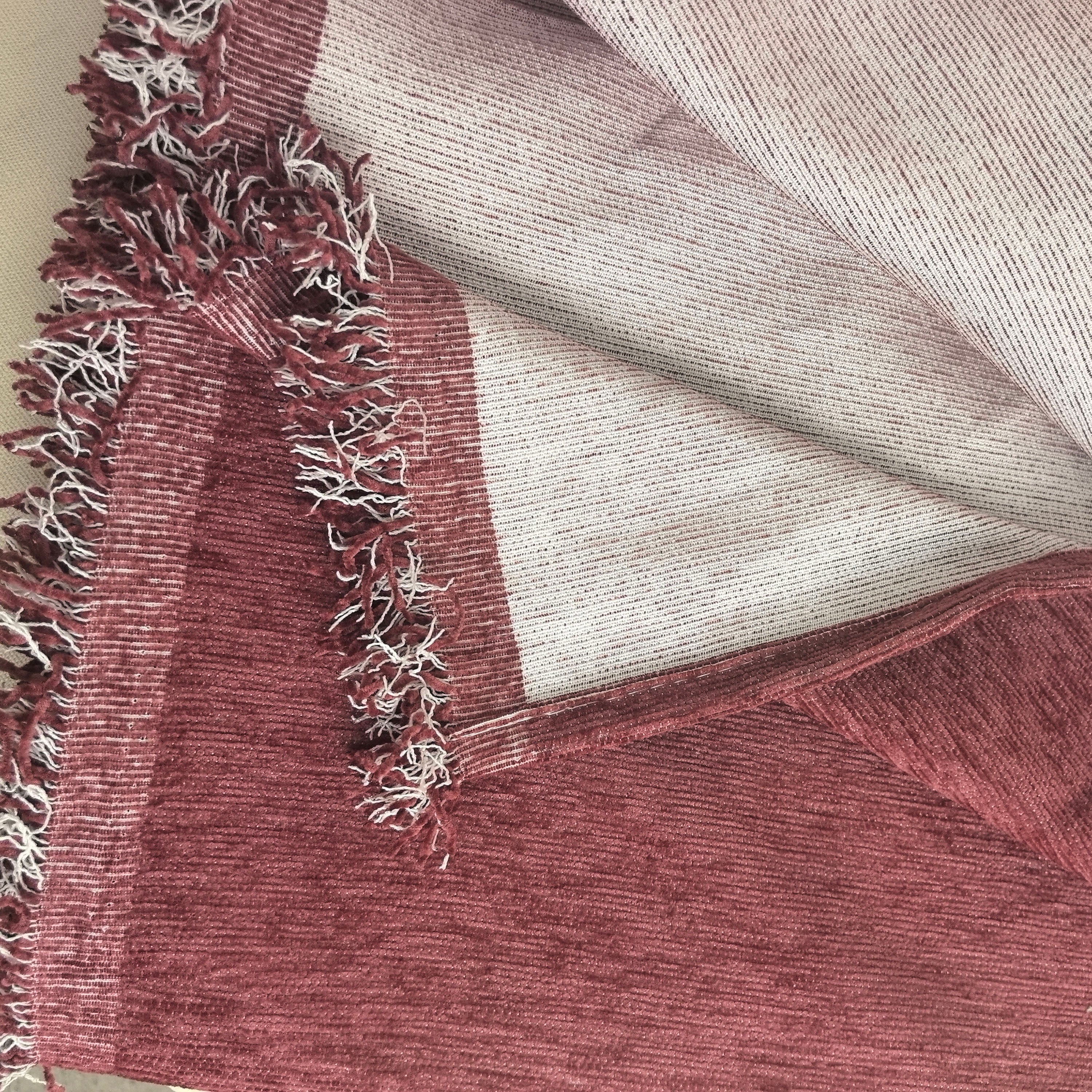 Solid Chenille Sofa Throw with Fringe Trim