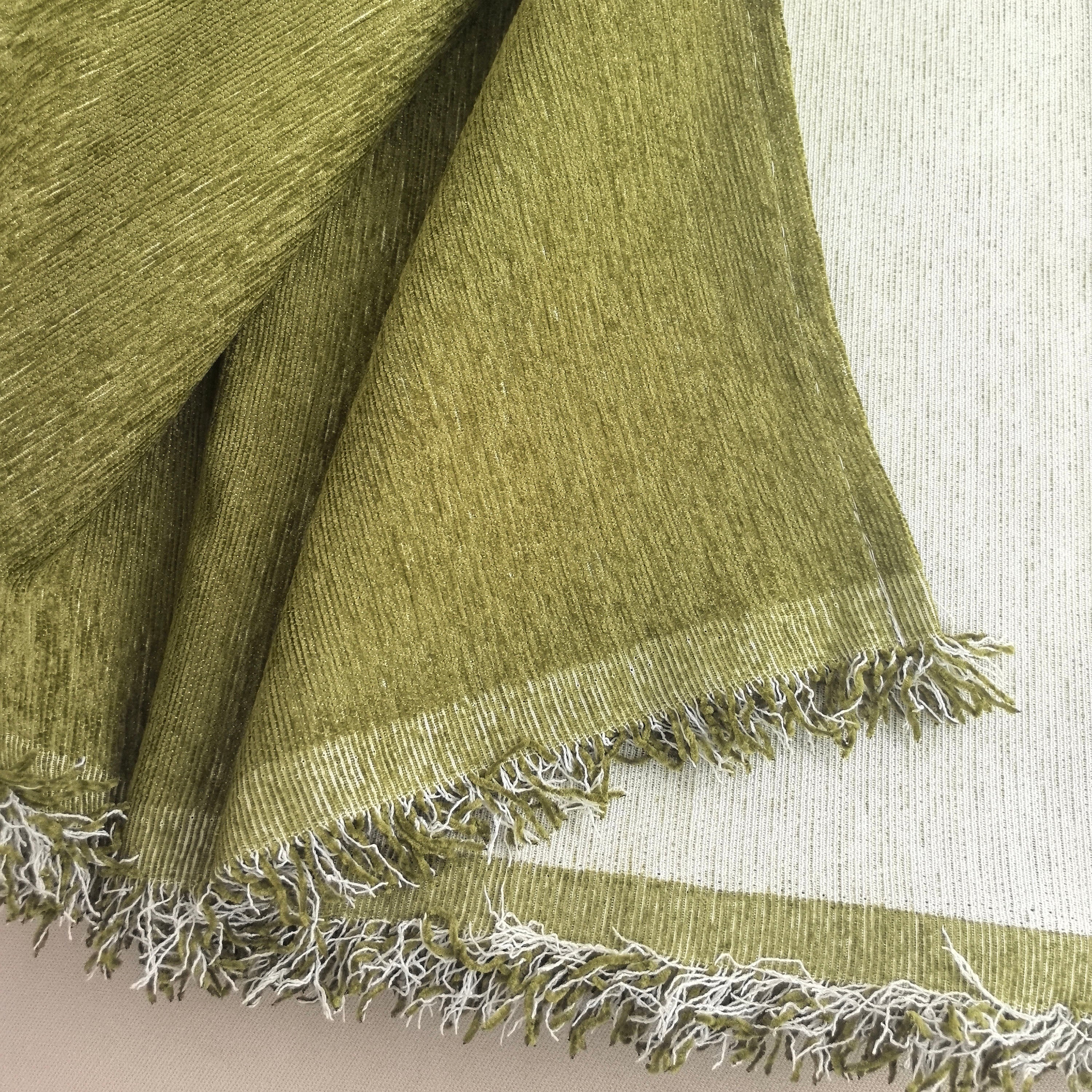 Solid Chenille Sofa Throw with Fringe Trim