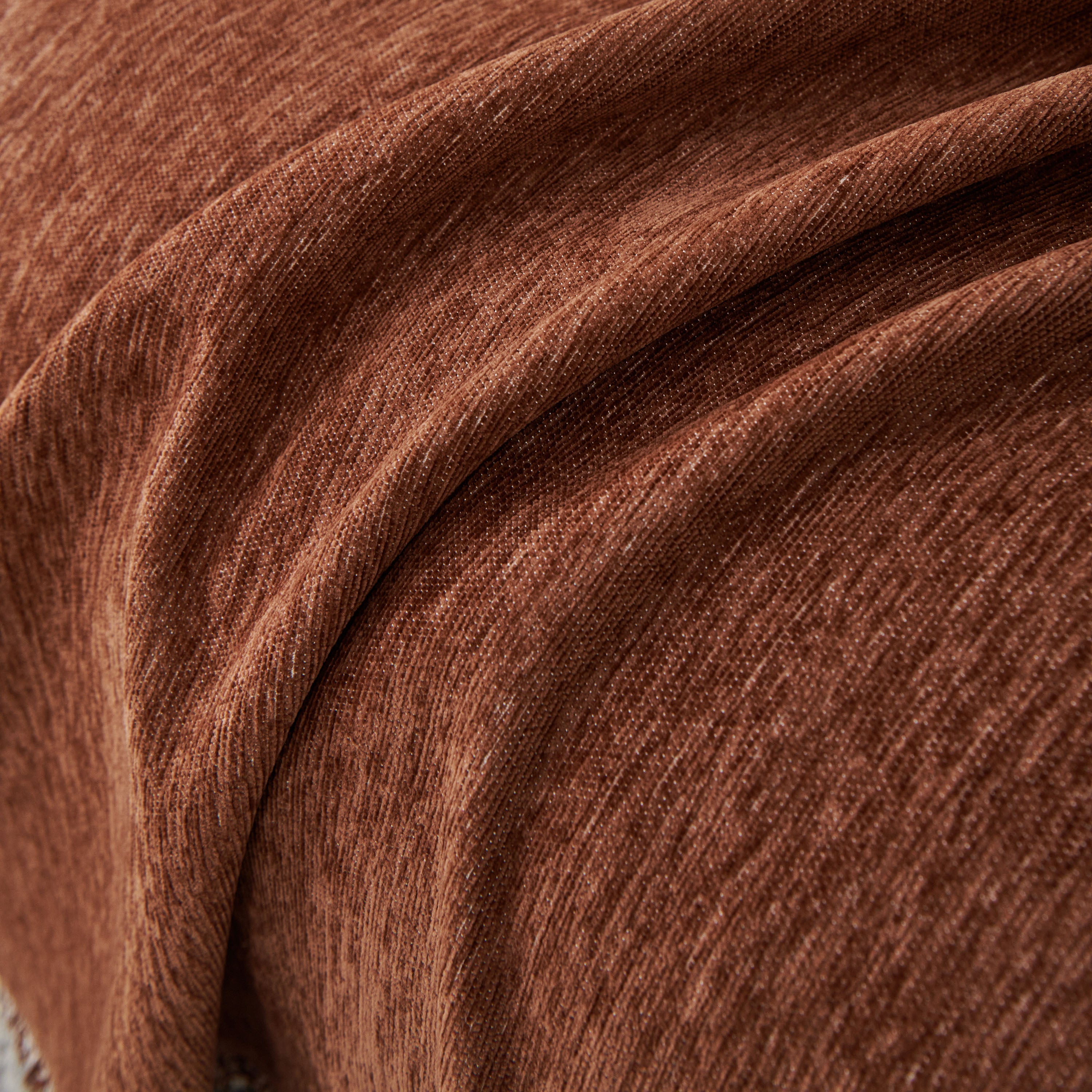 Solid Chenille Sofa Throw with Fringed Edge