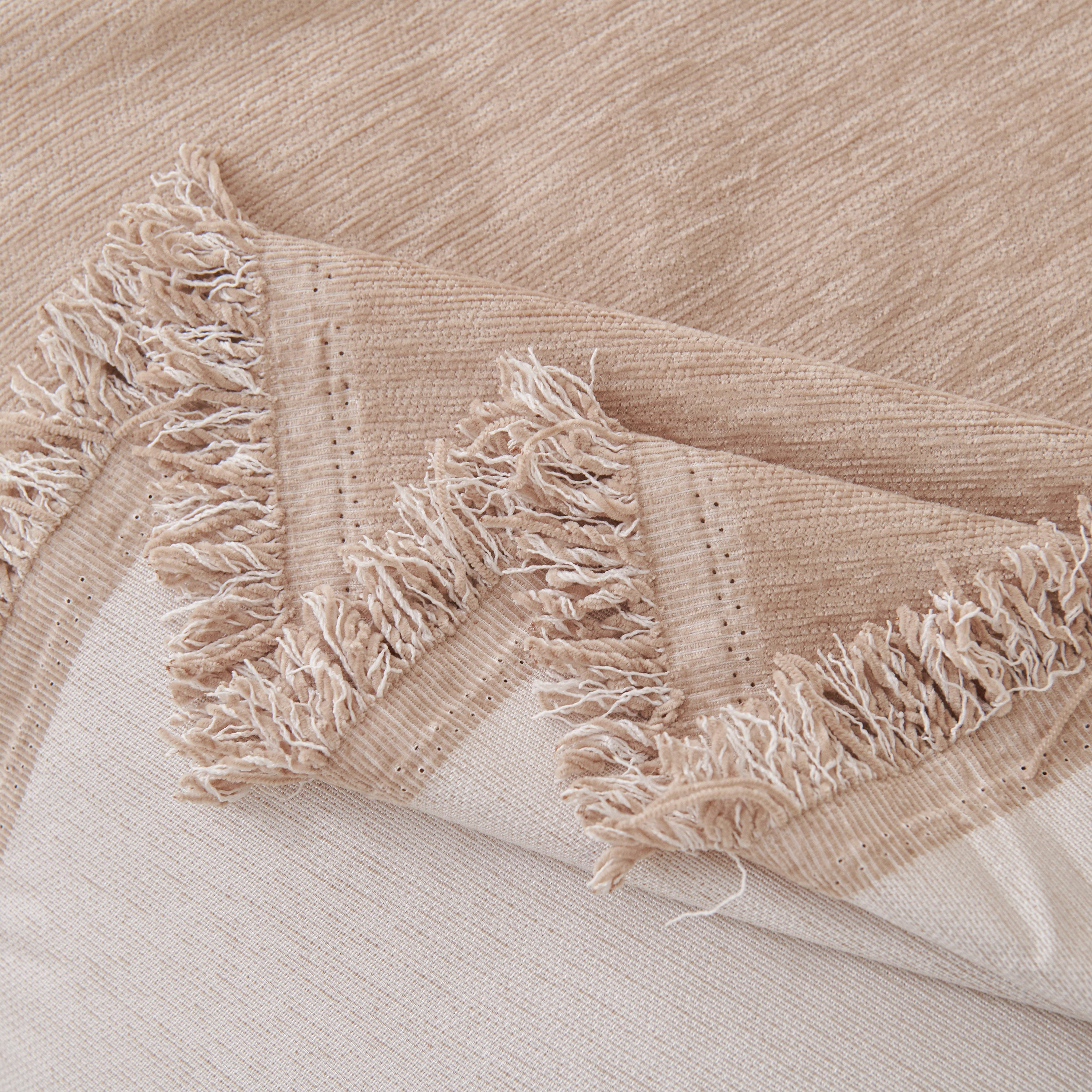 Solid Chenille Sofa Throw with Fringed Edge