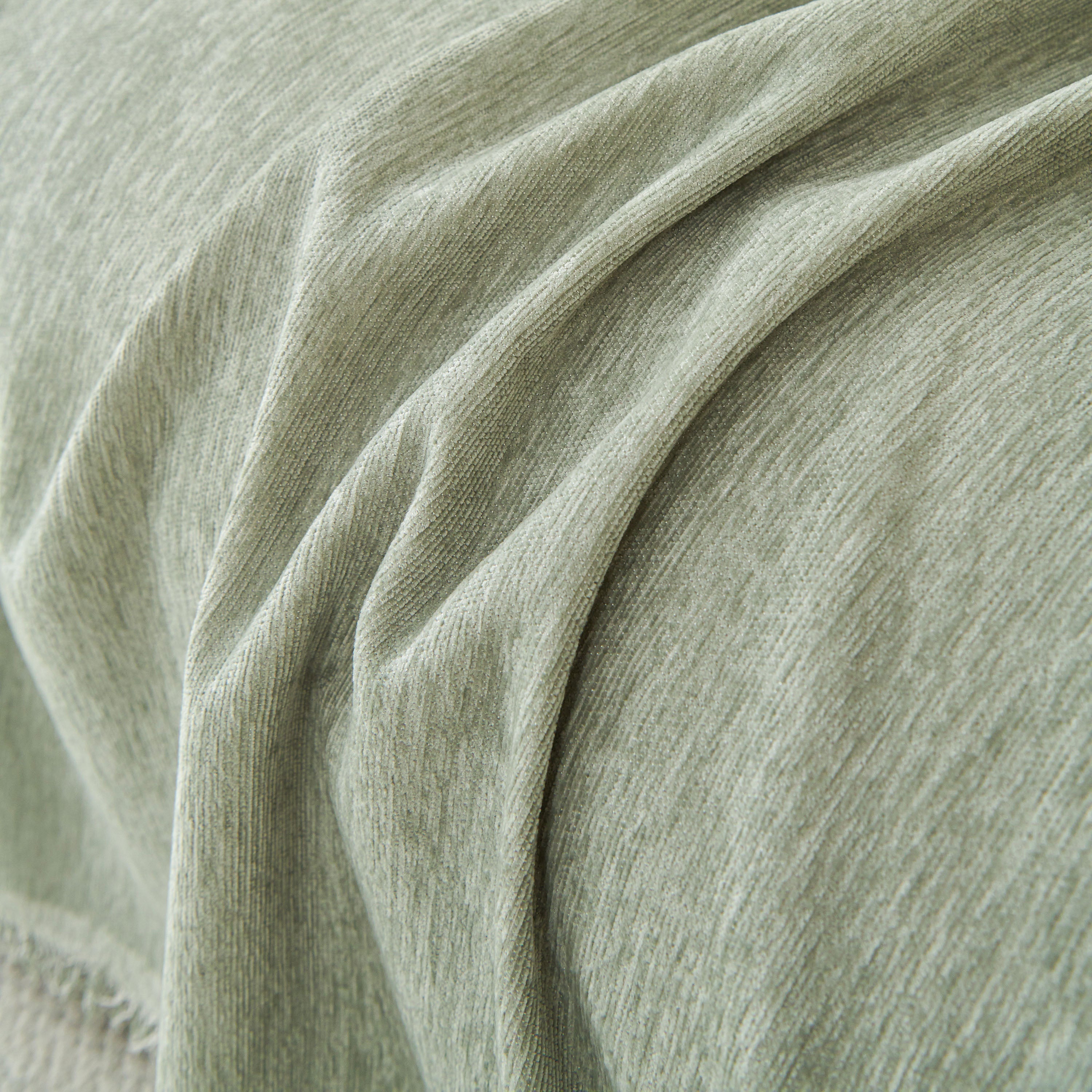 Solid Chenille Sofa Throw with Fringed Edge