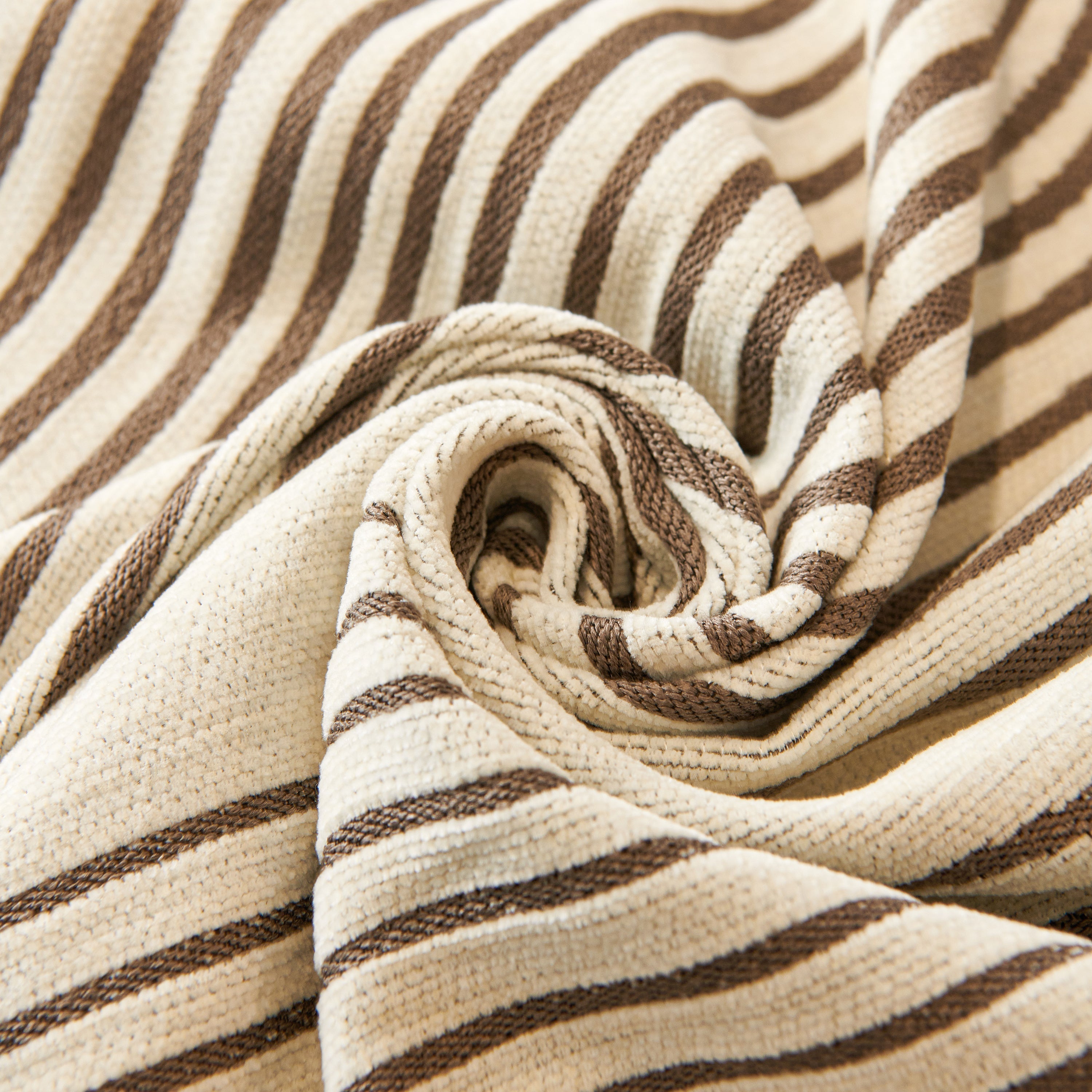 Striped Chenille Sofa Cover with Fringe Trim
