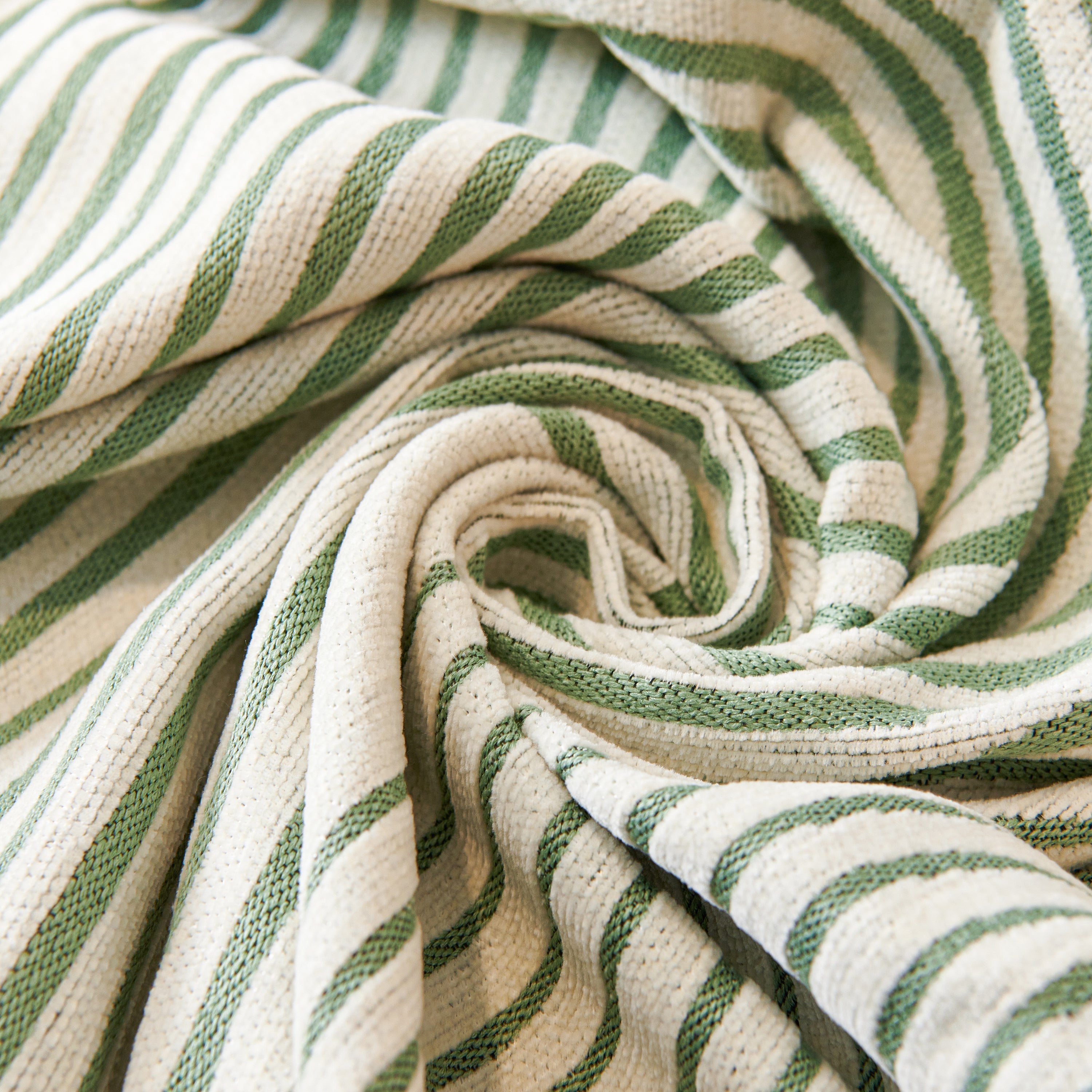 Striped Chenille Sofa Cover with Fringe Trim
