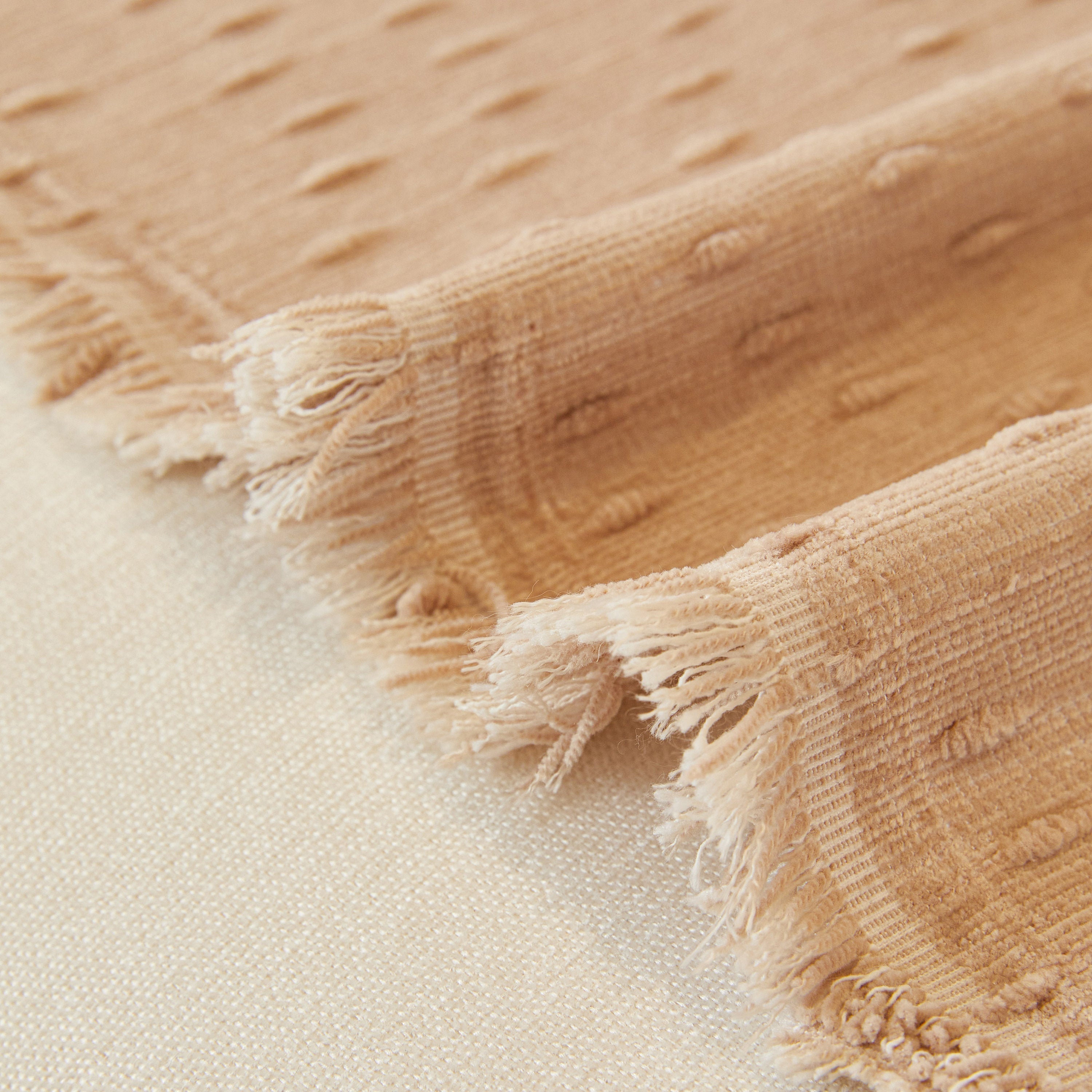 Textured Chenille Sofa Cover with Fringe Trim