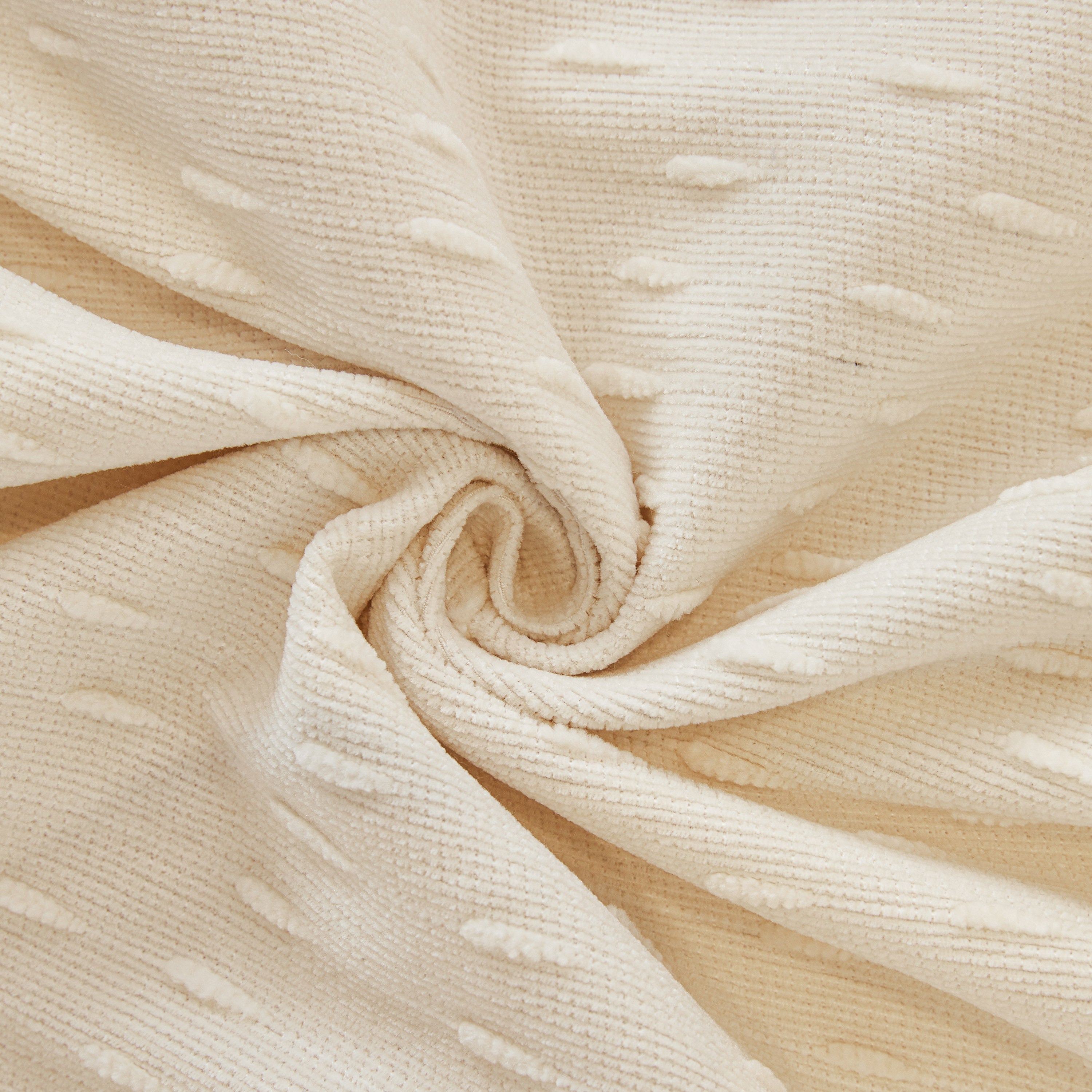 Textured Chenille Sofa Cover with Fringe Trim