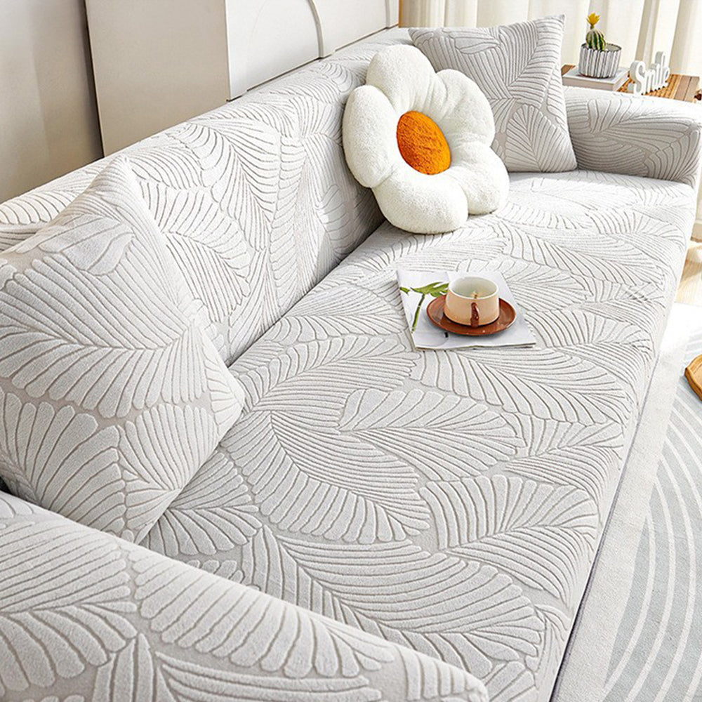Textured Leaf Jacquard Stretch Sofa Slipcover