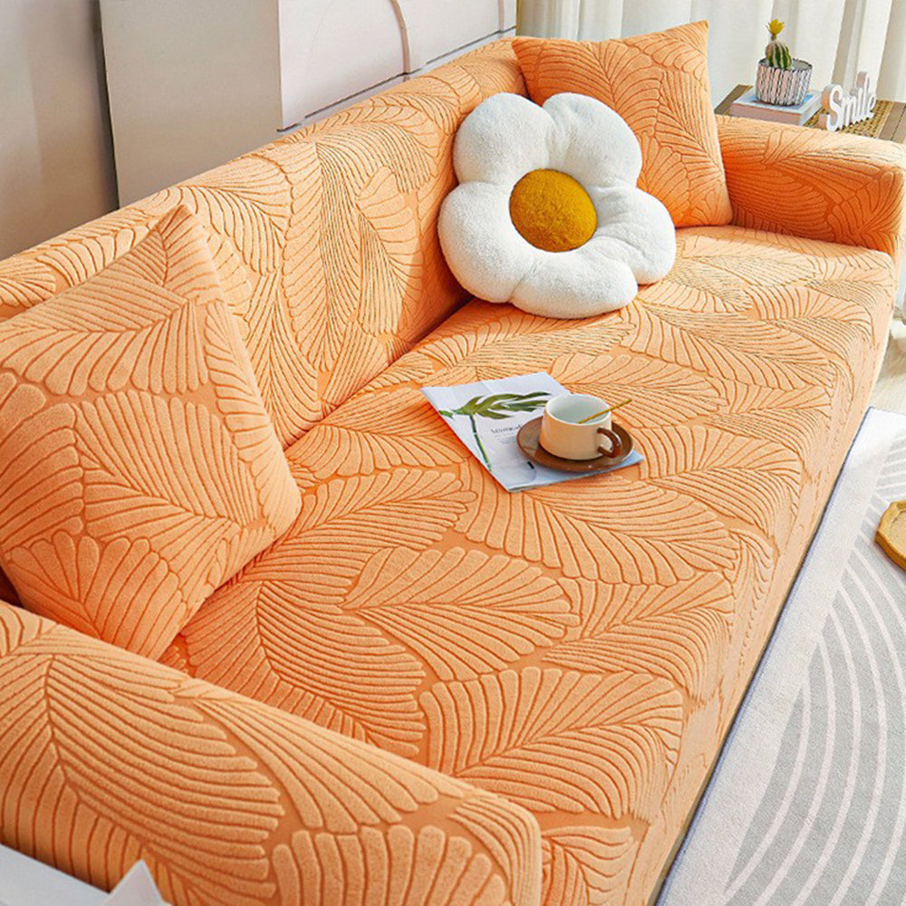 Textured Leaf Jacquard Stretch Sofa Slipcover