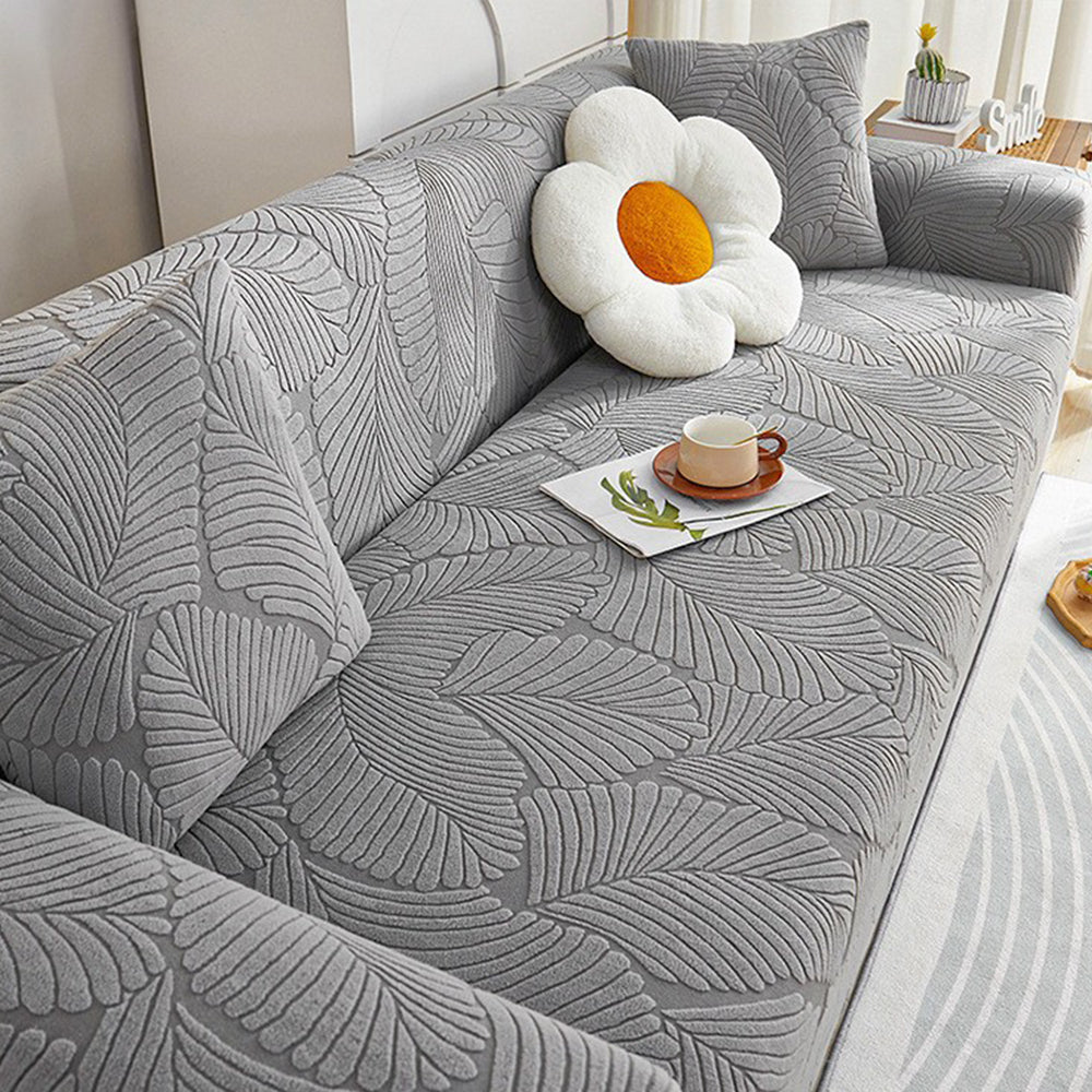 Textured Leaf Jacquard Stretch Sofa Slipcover