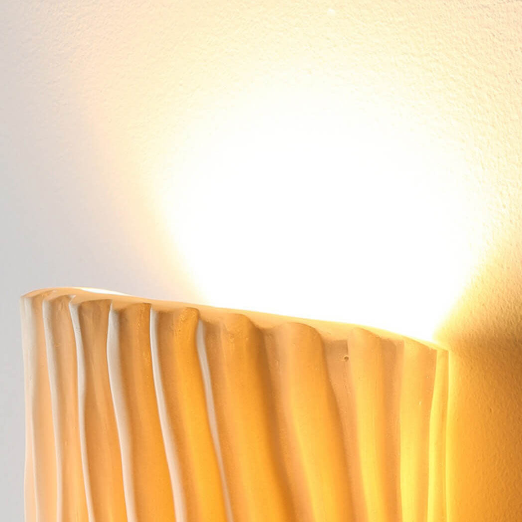Textured Resin Wave Wall Sconce with LED Glow