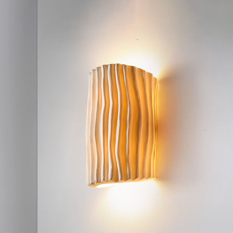 Textured Resin Wave Wall Sconce with LED Glow