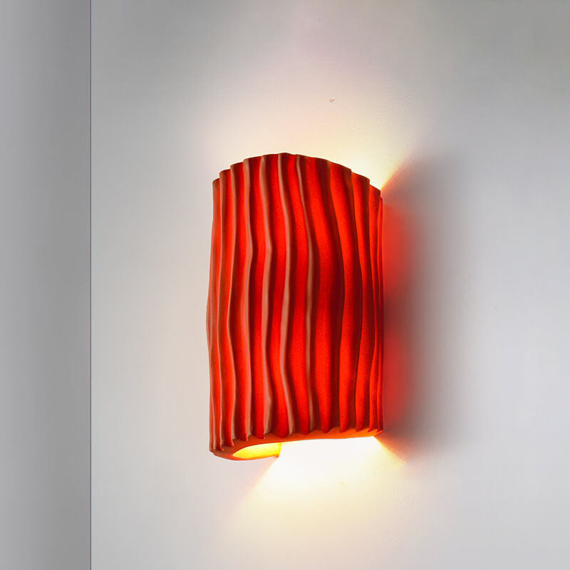 Textured Resin Wave Wall Sconce with LED Glow