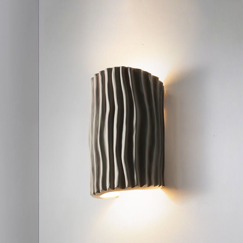 Textured Resin Wave Wall Sconce with LED Glow