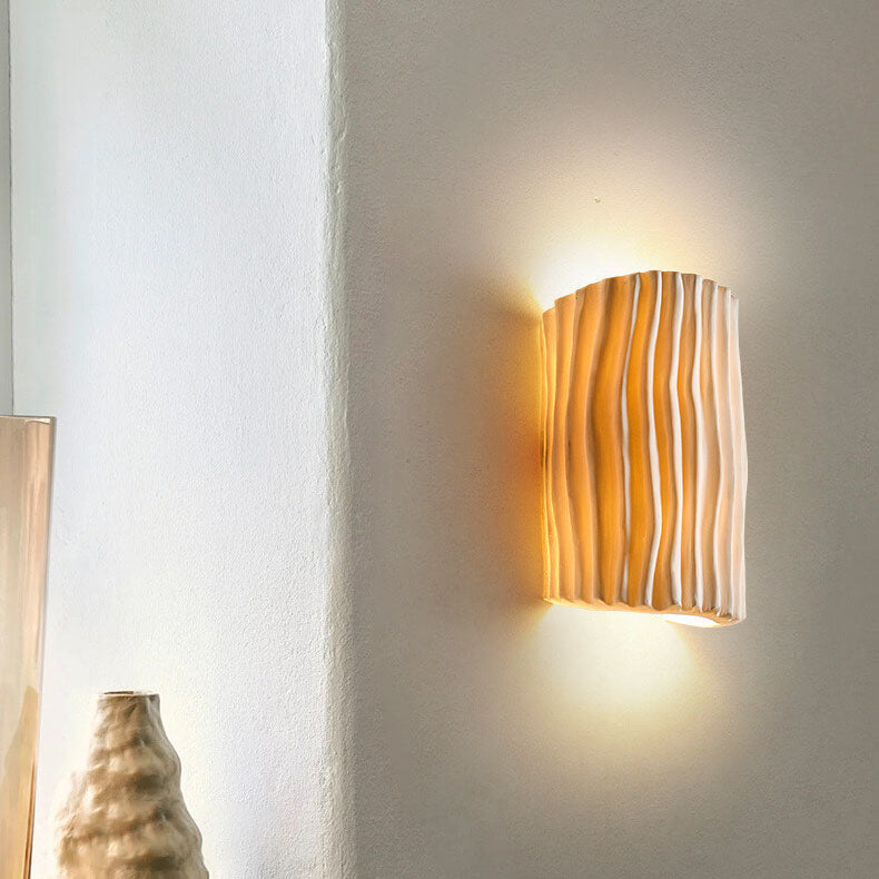 Textured Resin Wave Wall Sconce with LED Glow