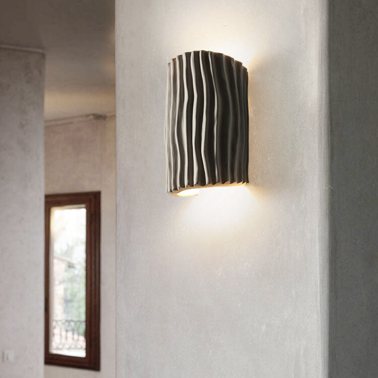 Textured Resin Wave Wall Sconce with LED Glow