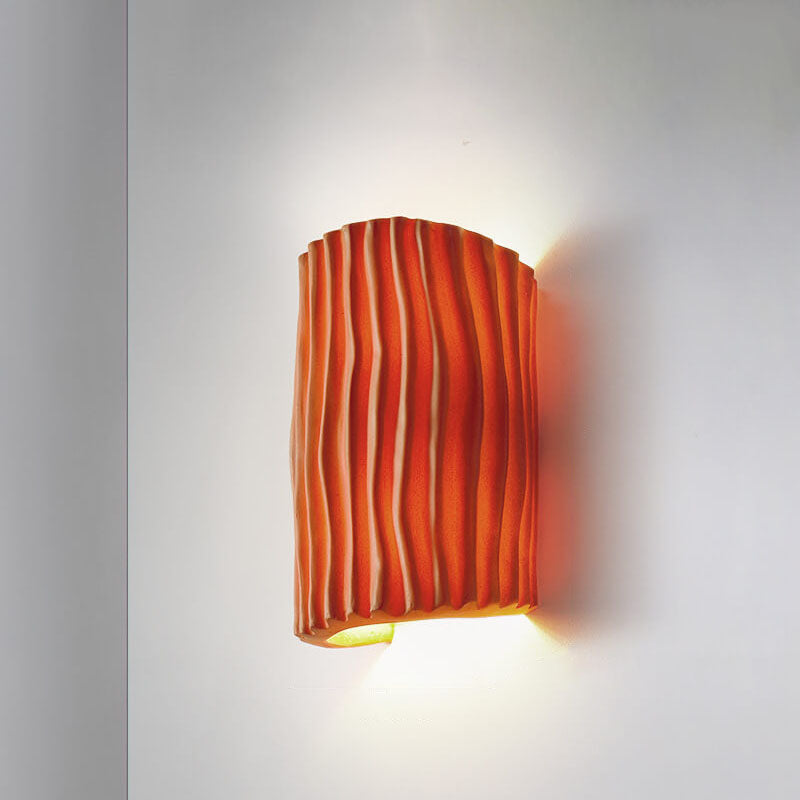 Textured Resin Wave Wall Sconce with LED Glow