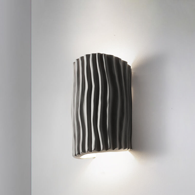 Textured Resin Wave Wall Sconce with LED Glow