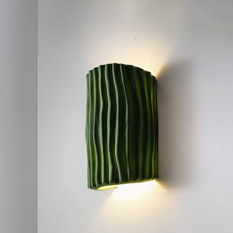 Textured Resin Wave Wall Sconce with LED Glow