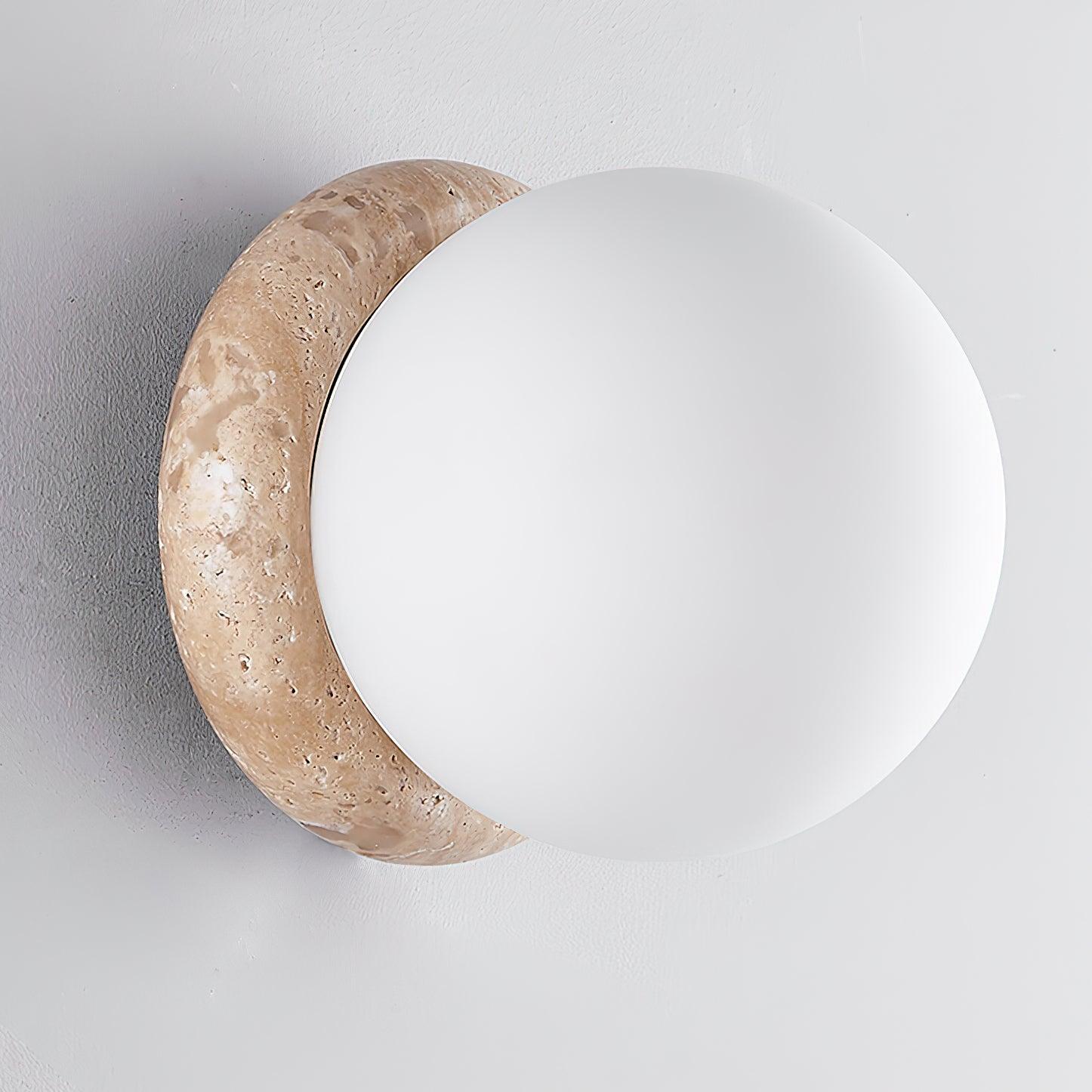 Travertine Globe Wall Sconce with Warm Glow