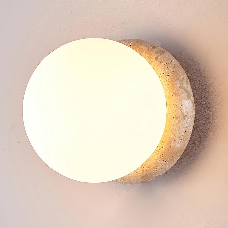 Travertine Globe Wall Sconce with Warm Glow