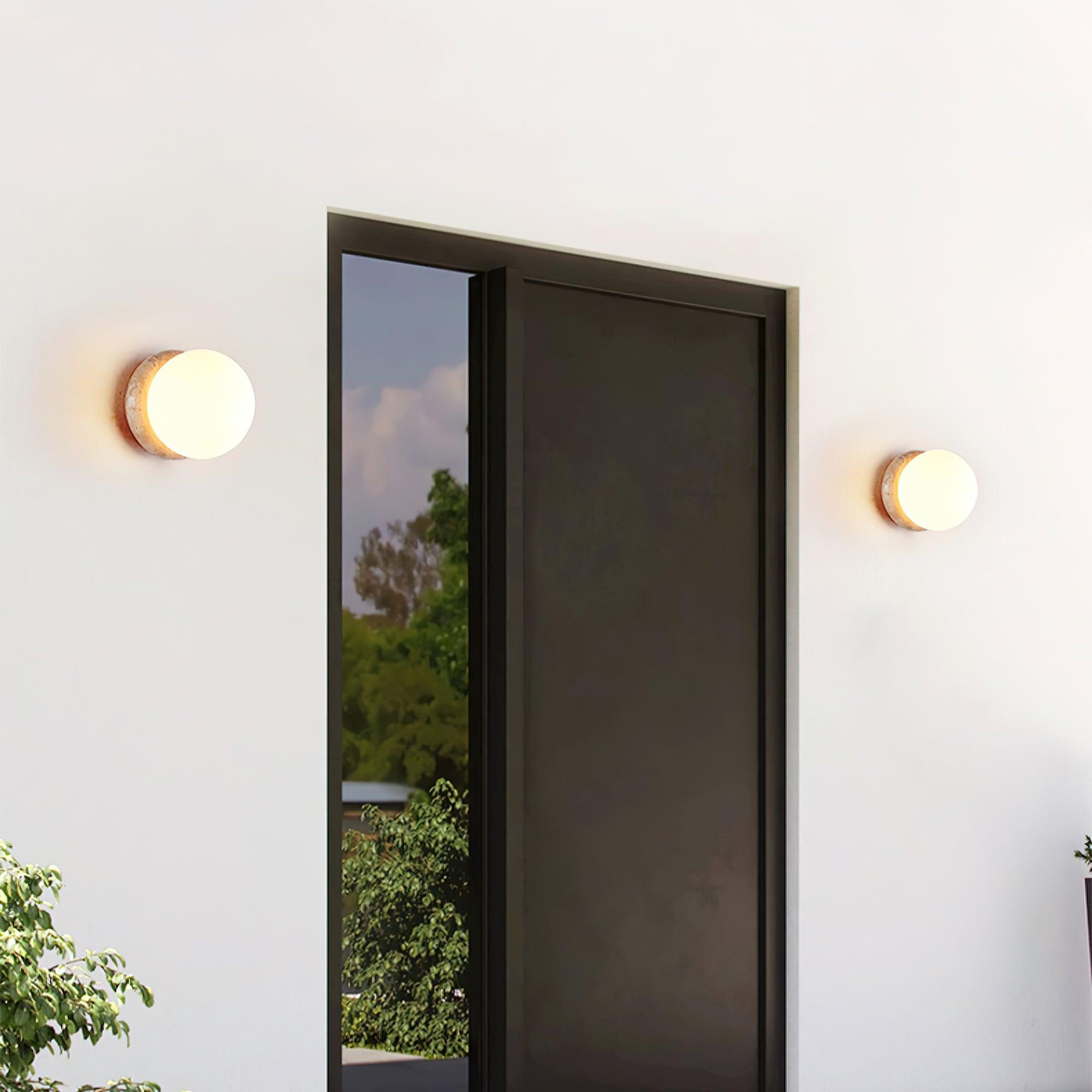 Travertine Globe Wall Sconce with Warm Glow