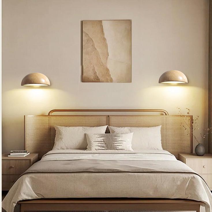 Travertine Wall Sconce with Curved LED Glow