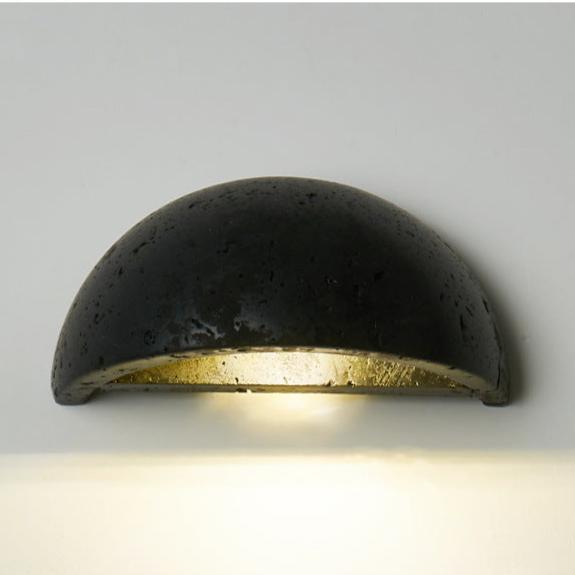 Travertine Wall Sconce with Curved LED Glow