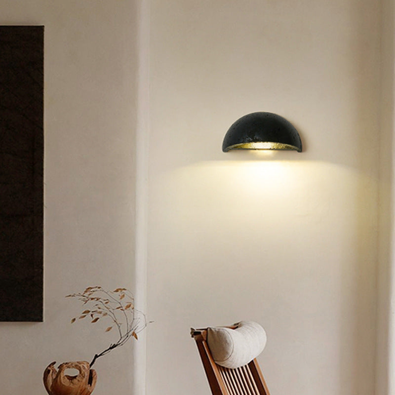 Travertine Wall Sconce with Curved LED Glow