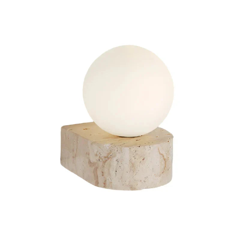 Travertine Wall Sconce with Round Glass Globe