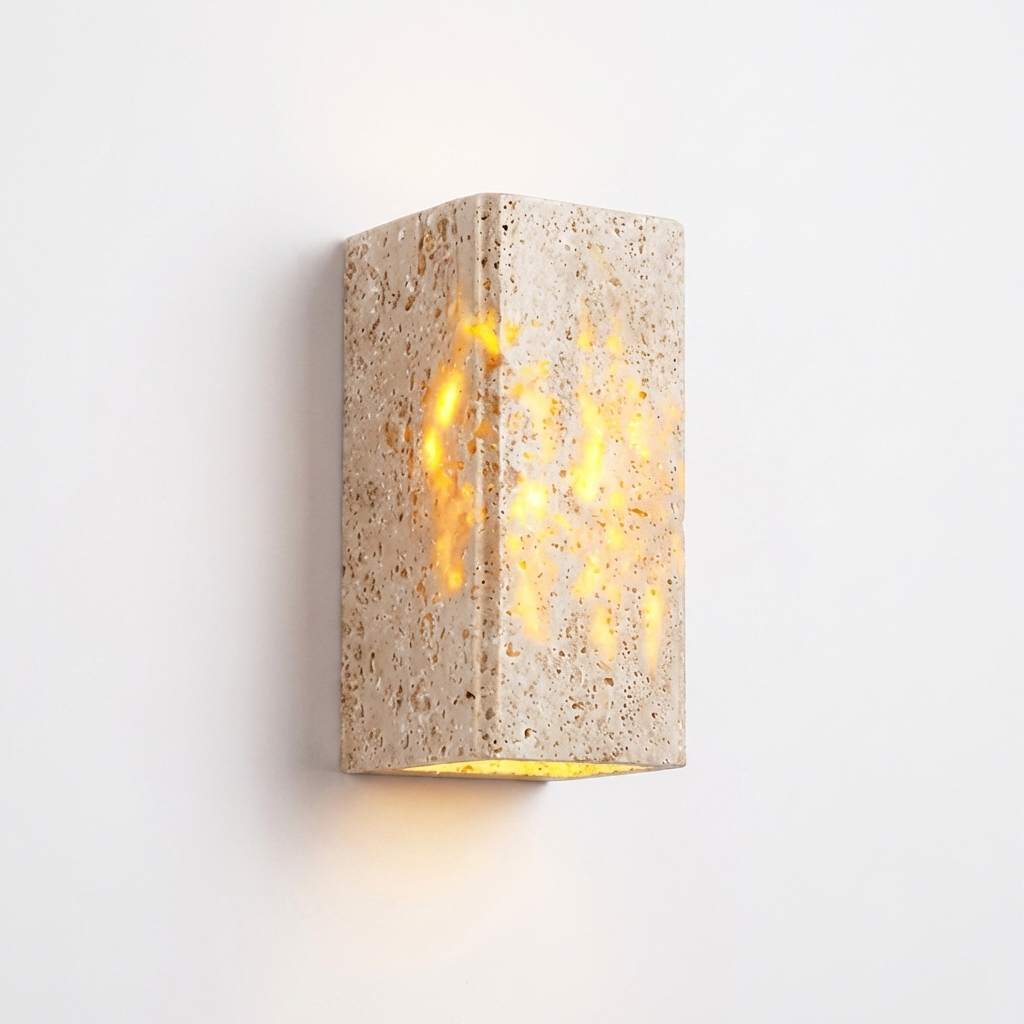 Travertine Wall Sconce with Warm Up Down Glow