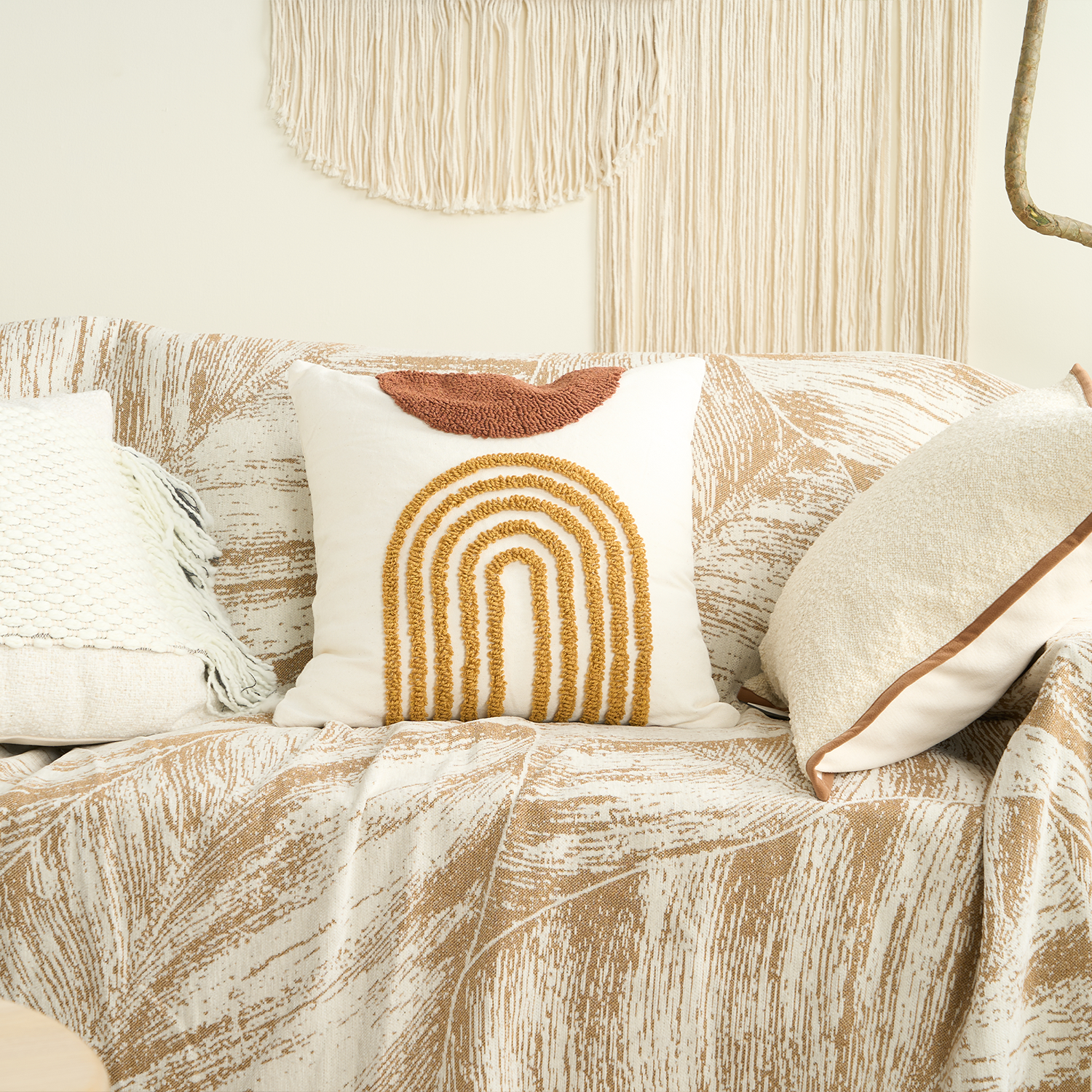 Tufted Arch Cushion Cover with Raised Texture